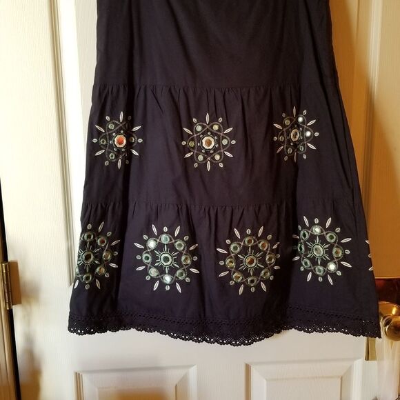 MIRRORED NAVY EMBELLISHED SKIRT - Picture 3 of 6